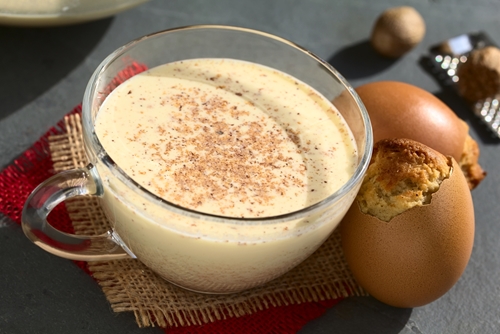 Instead of alcoholic drinks, serve non-alcoholic holiday drinks, like eggnog, at your holiday party.